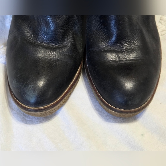 Sam Edelman Black Leather Wedge Zip Up Ankle Bootie Faux Sherpa Details Sz 9 - Picture 6 of 14